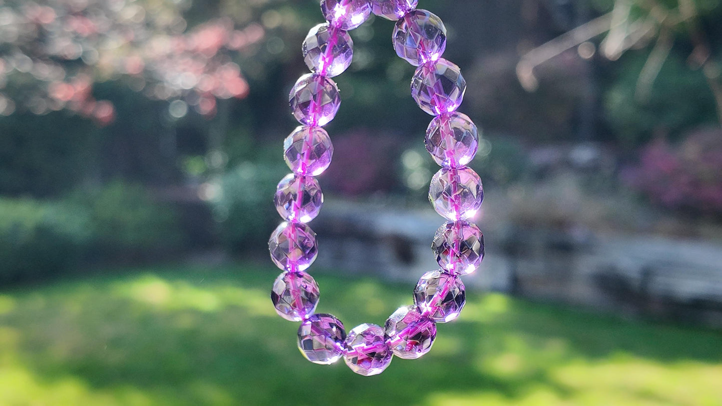 Faceted Amethyst Bracelet • February Birthstone Jewelry • Natural Purple Crystal Healing Bracelet • Spiritual Energy Stone Gift for Women