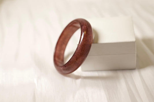 Red-Brown Crystal Bangle Bracelet: Minimalist Gemstone Statement Jewelry