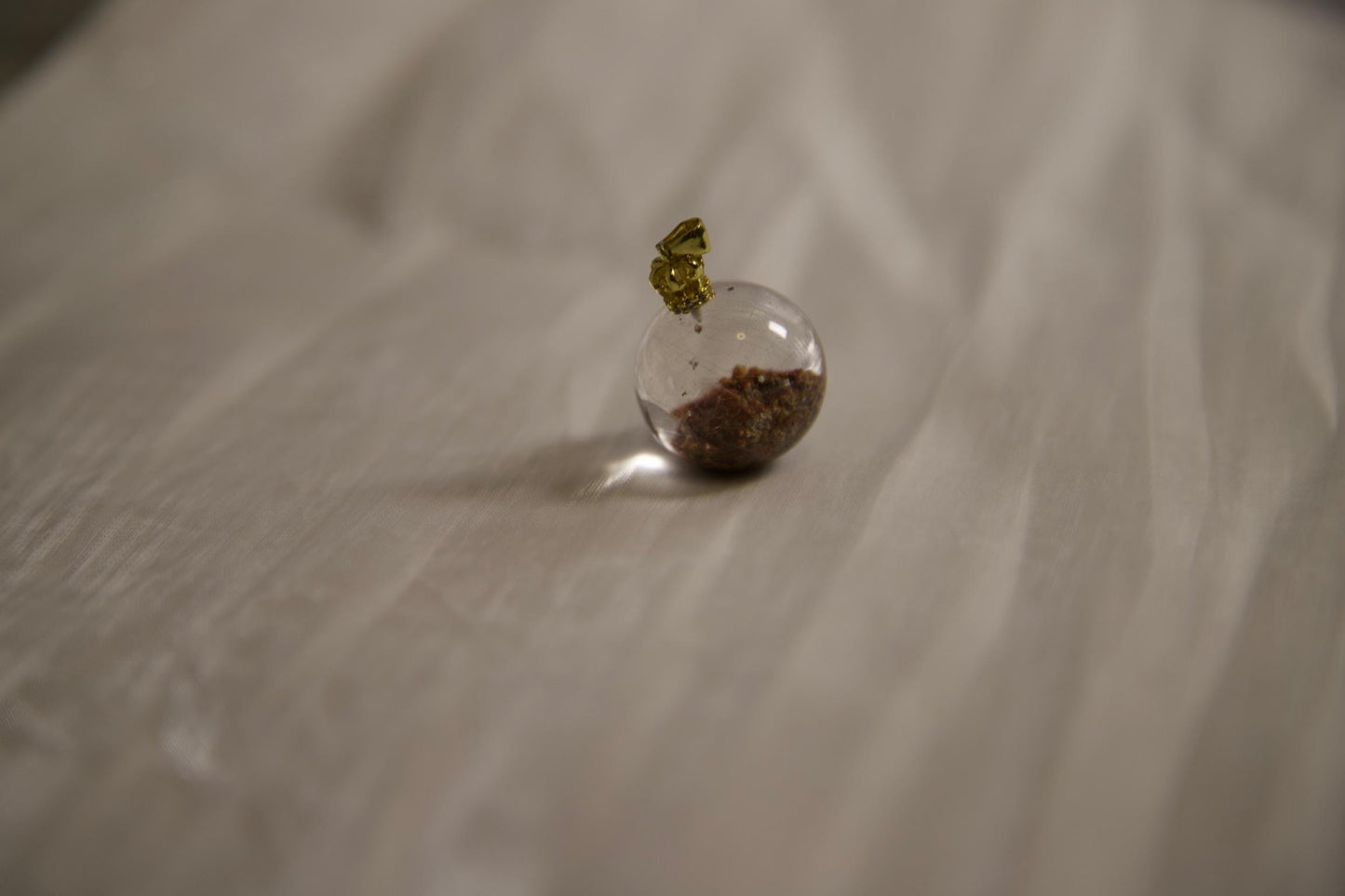 Resin Globe Pendant Necklace: Gold Crown Cap, Natural Elements
