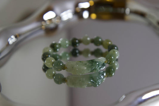 Green Jade Pi Xiu Bracelet: Hand-Carved Wealth Charm, Feng Shui Jewelry