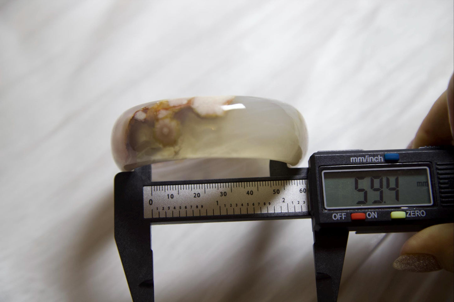 Natural Agate Stone Bangle • Hand-Carved Gemstone Bracelet • Polished Crystal Jewelry • 59-60mm Agate Bangle for Healing, Balance & Gift