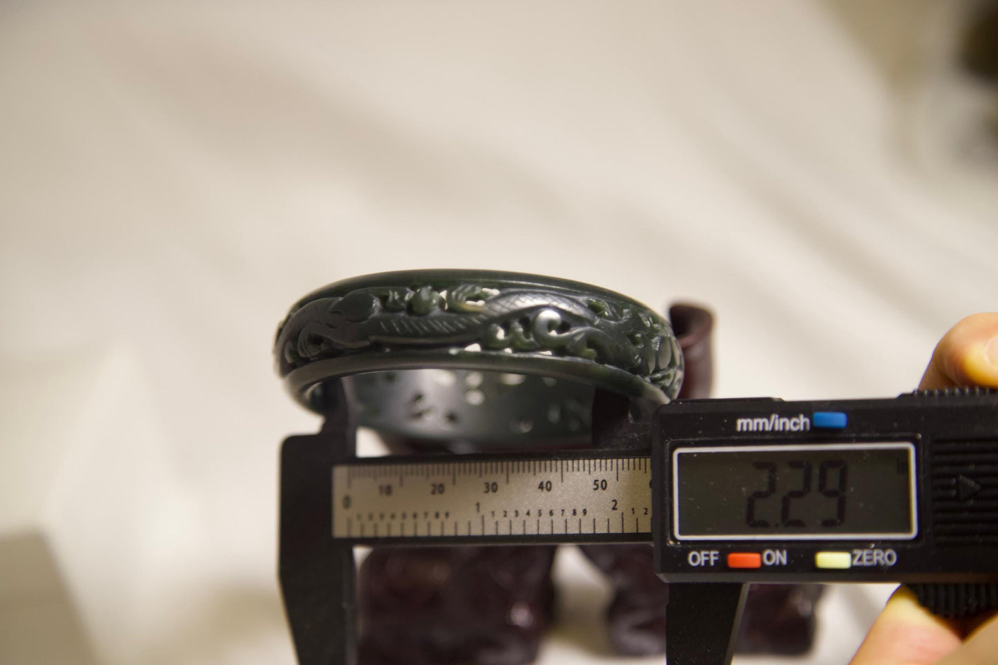 Hand-Carved Dark Green Jade Bangle • Dragon Motif Unisex Bracelet • Natural Jade Stone Jewelry for Protection, Strength & Spiritual Gift