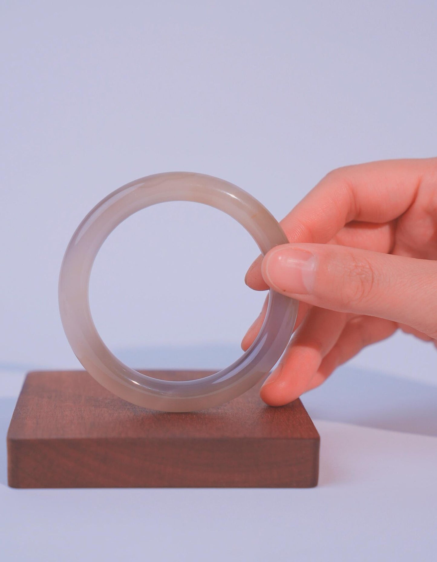 Natural Agate Bangle Bracelet 55mm | Smooth Polished Gemstone Jewelry | Calming Energy Stone | Gift for Her | Minimalist Crystal Bangle