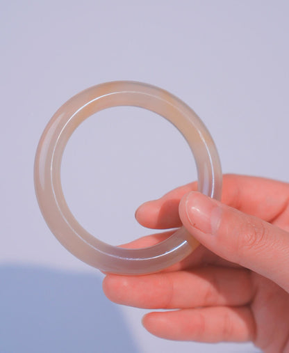 Natural Agate Bangle Bracelet 55mm | Smooth Polished Gemstone Jewelry | Calming Energy Stone | Gift for Her | Minimalist Crystal Bangle