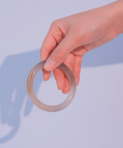 Natural Agate Bangle Bracelet 55mm | Smooth Polished Gemstone Jewelry | Calming Energy Stone | Gift for Her | Minimalist Crystal Bangle