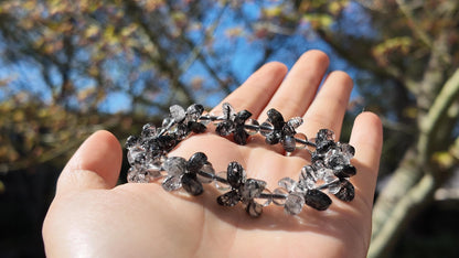Black Rutilated Quartz Bracelet • Natural Healing Crystal Jewelry • Protection & Energy Balance Stone • Handmade Gemstone Bracelet Gift