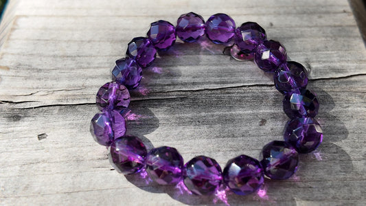 Faceted Amethyst Bracelet • February Birthstone Jewelry • Natural Purple Crystal Healing Bracelet • Spiritual Energy Stone Gift for Women