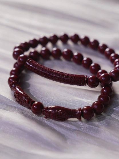 Handmade Red Cinnabar Bracelet • Natural Beaded Jewelry • Lucky Charm Spiritual Bracelet for Protection, Energy, Feng Shui & Healing Gift