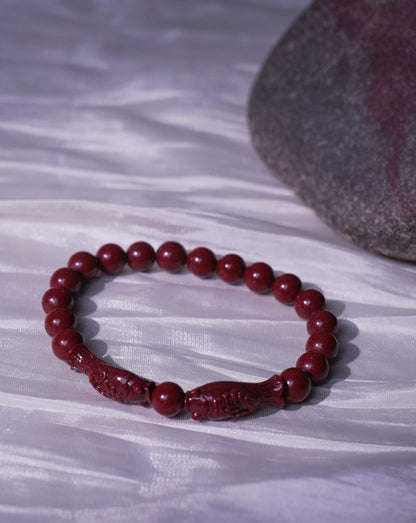 Handmade Red Cinnabar Bracelet • Natural Beaded Jewelry • Lucky Charm Spiritual Bracelet for Protection, Energy, Feng Shui & Healing Gift