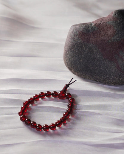 Red Cherry Amber Bracelet • Natural Baltic Amber Jewelry • Healing Energy Beaded Bracelet for Pain Relief, Stress, Strength & Balance