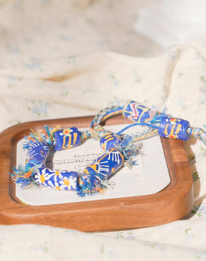 Hand-Painted Krobo Glass Bead Bracelet • African Tribal Jewelry • Colorful Boho Bracelet • Recycled Glass Beads • Fair Trade Gift