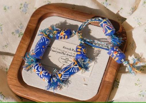 Hand-Painted Krobo Glass Bead Bracelet • African Tribal Jewelry • Colorful Boho Bracelet • Recycled Glass Beads • Fair Trade Gift