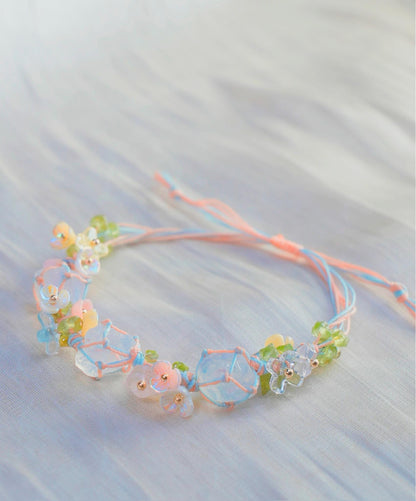 Macrame Crystal Bracelet • Boho Beaded Friendship Jewelry • Adjustable Handmade Cord Bracelet with Gemstone Chips & Leaf Accents