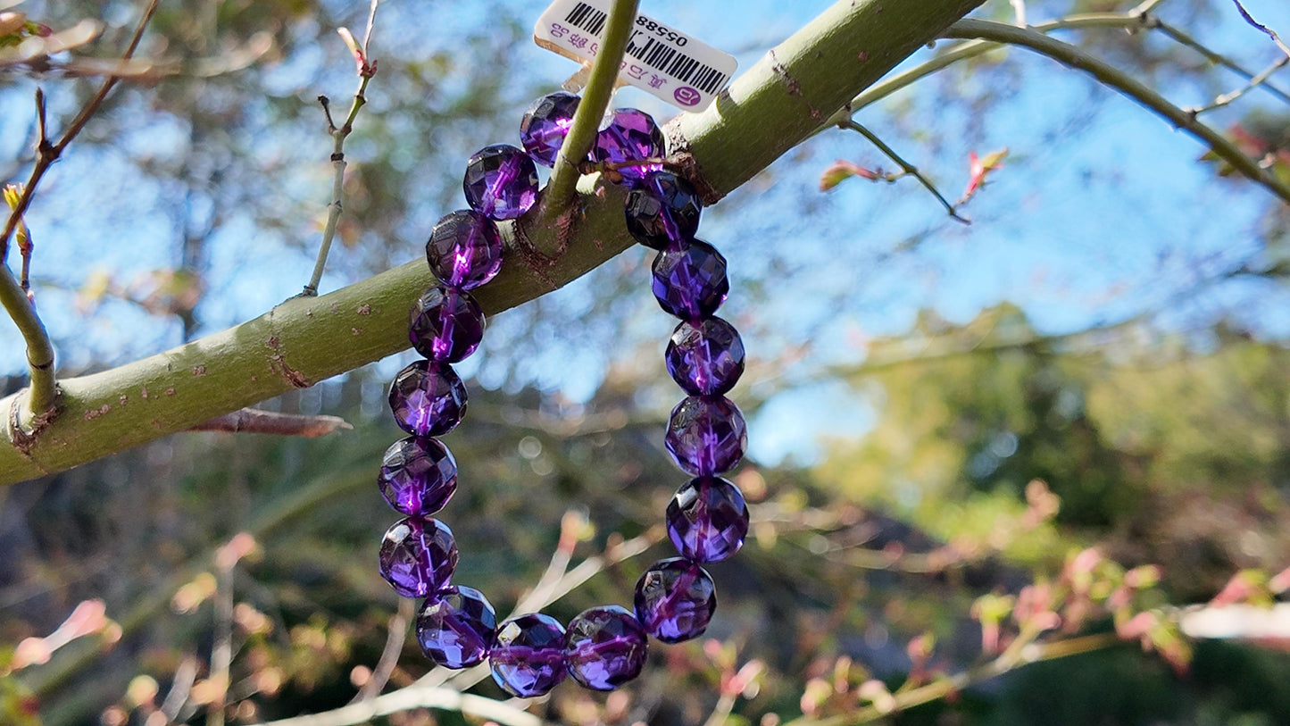 Faceted Amethyst Bracelet • February Birthstone Jewelry • Natural Purple Crystal Healing Bracelet • Spiritual Energy Stone Gift for Women
