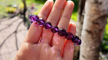 Faceted Amethyst Bracelet • February Birthstone Jewelry • Natural Purple Crystal Healing Bracelet • Spiritual Energy Stone Gift for Women