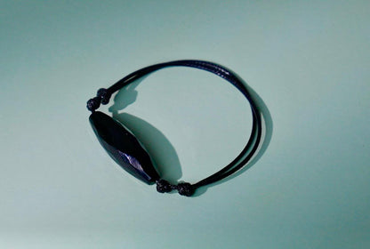 Black Obsidian Crystal Bracelet – Faceted Protection Stone – Adjustable Cord for Men & Women – Energy Healing Jewelry – Minimalist Gift