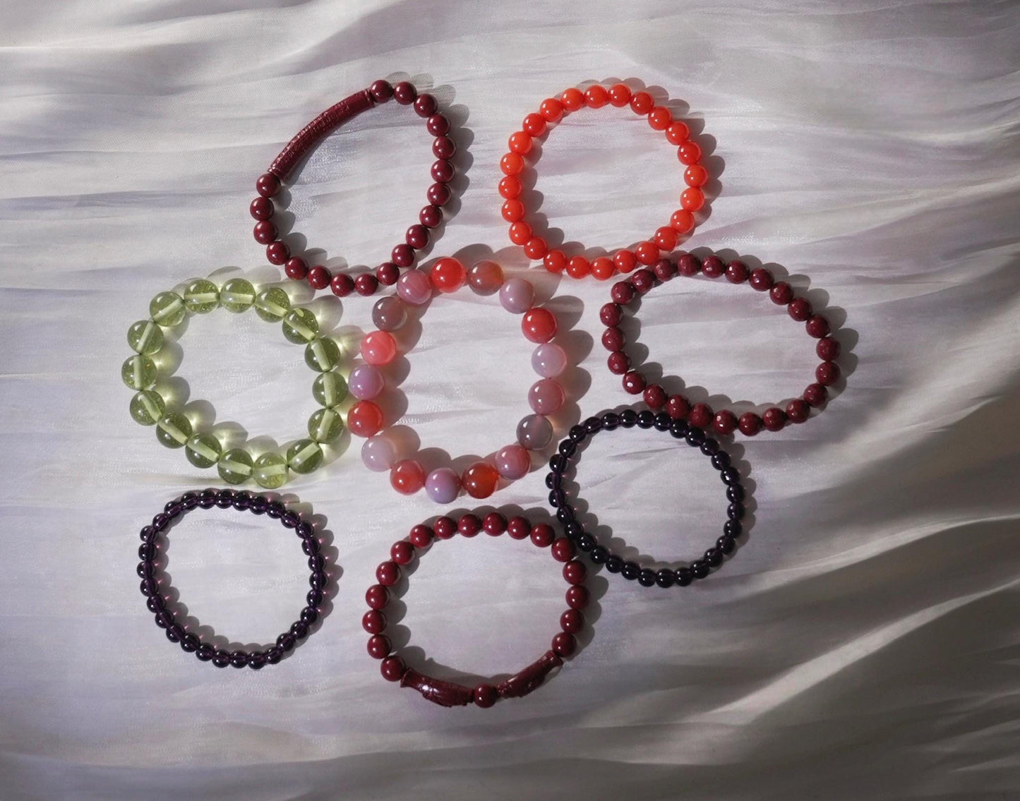 Handmade Gemstone Bracelet  Amethyst, Agate, Cinnabar  Peridot • Natural Crystal Beaded Jewelry for Healing, Balance, Luck & Spiritual Gift