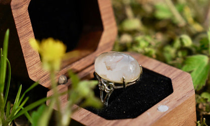 Adjustable Gemstone Ring • 925 Sterling Silver Statement Jewelry • Retro Boho Crystal Ring • Natural Healing Stone Ring for Women & Gift