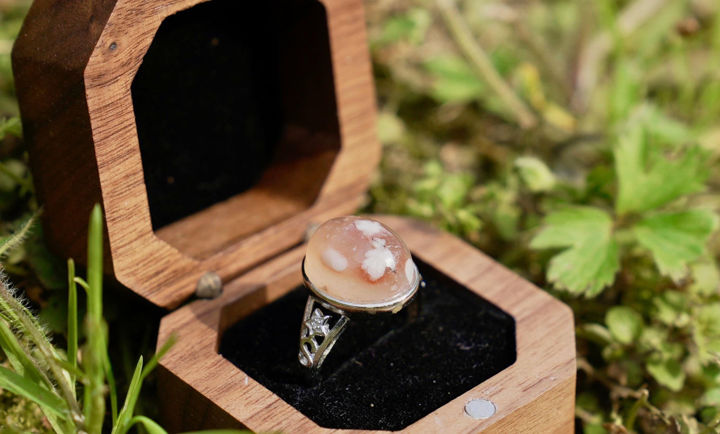 Adjustable Gemstone Ring • 925 Sterling Silver Statement Jewelry • Retro Boho Crystal Ring • Natural Healing Stone Ring for Women & Gift