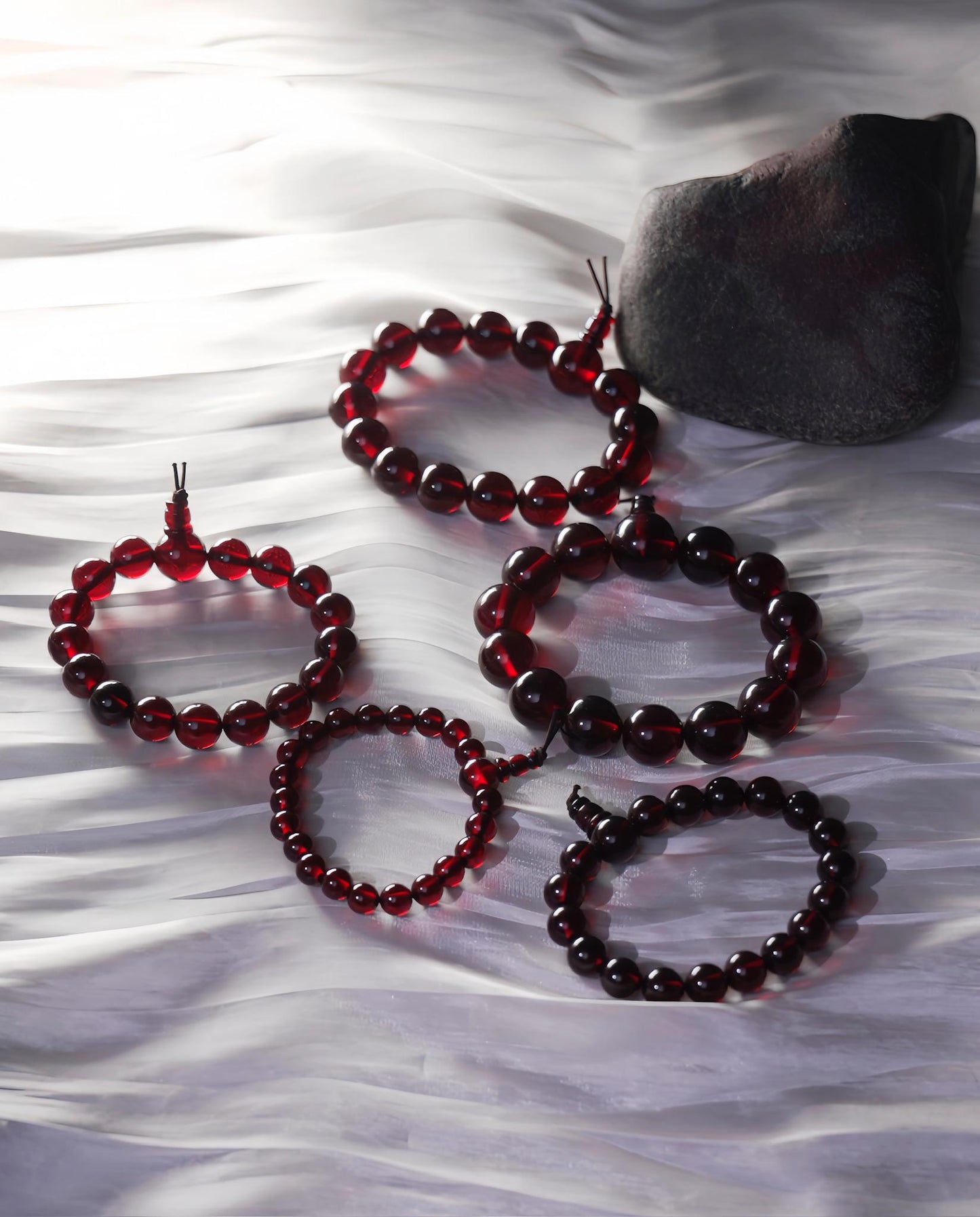 Red Cherry Amber Bracelet • Natural Baltic Amber Jewelry • Healing Energy Beaded Bracelet for Pain Relief, Stress, Strength & Balance