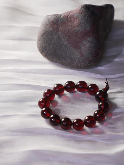 Red Cherry Amber Bracelet • Natural Baltic Amber Jewelry • Healing Energy Beaded Bracelet for Pain Relief, Stress, Strength & Balance