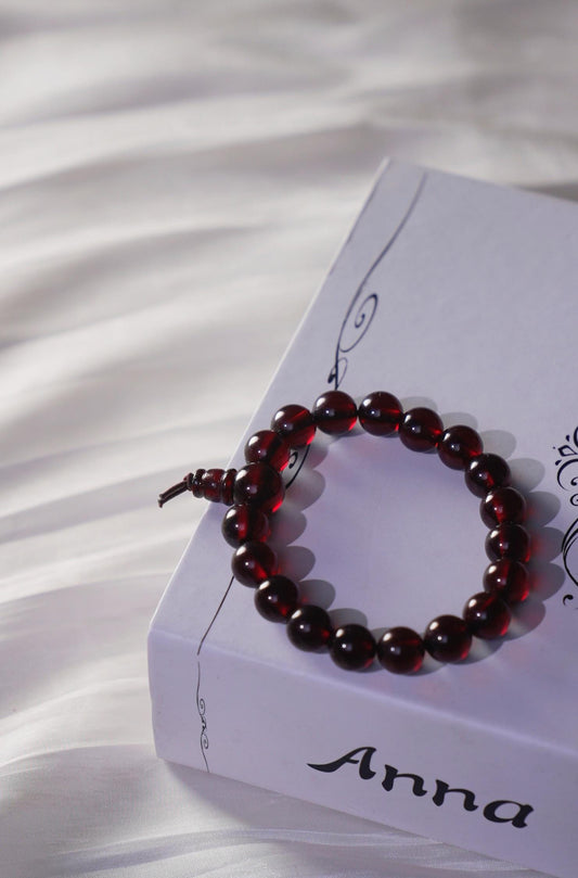 Red Cherry Amber Bracelet • Natural Baltic Amber Jewelry • Healing Energy Beaded Bracelet for Pain Relief, Stress, Strength & Balance