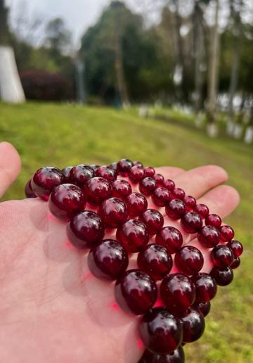 Red Cherry Amber Bracelet • Natural Baltic Amber Jewelry • Healing Energy Beaded Bracelet for Pain Relief, Stress, Strength & Balance