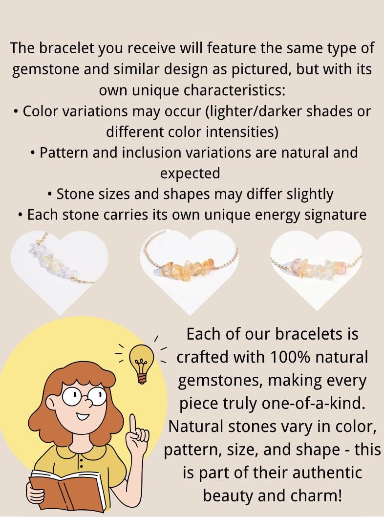 Citrine Crystal Bracelet • Raw Gemstone Jewelry • Natural Healing Stone • Gold Chain Bracelet for Abundance, Joy & Positive Energy