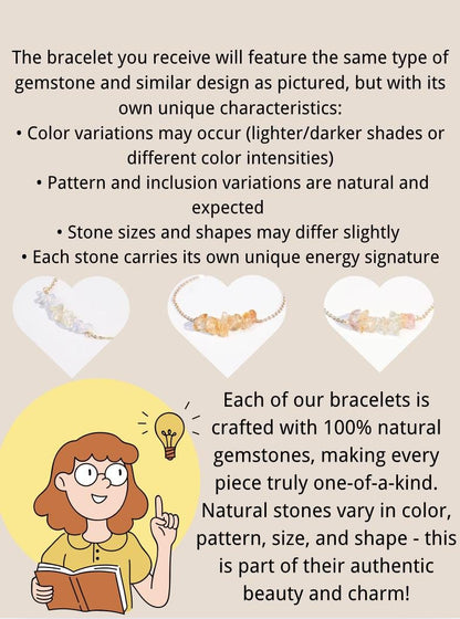 Citrine Crystal Bracelet • Raw Gemstone Jewelry • Natural Healing Stone • Gold Chain Bracelet for Abundance, Joy & Positive Energy