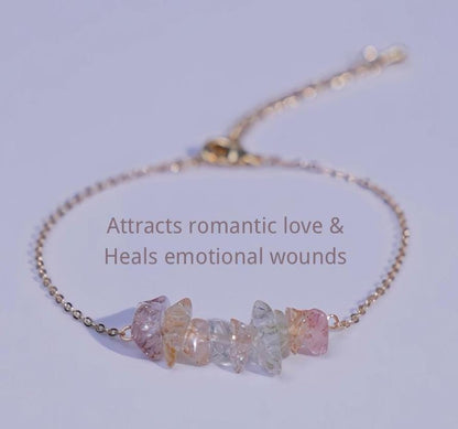 Citrine Crystal Bracelet • Raw Gemstone Jewelry • Natural Healing Stone • Gold Chain Bracelet for Abundance, Joy & Positive Energy