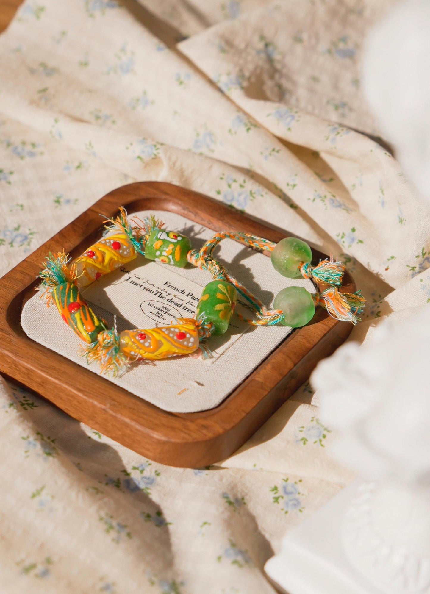 Hand-Painted Krobo Glass Bead Bracelet • African Tribal Jewelry • Colorful Boho Bracelet • Recycled Glass Beads • Fair Trade Gift