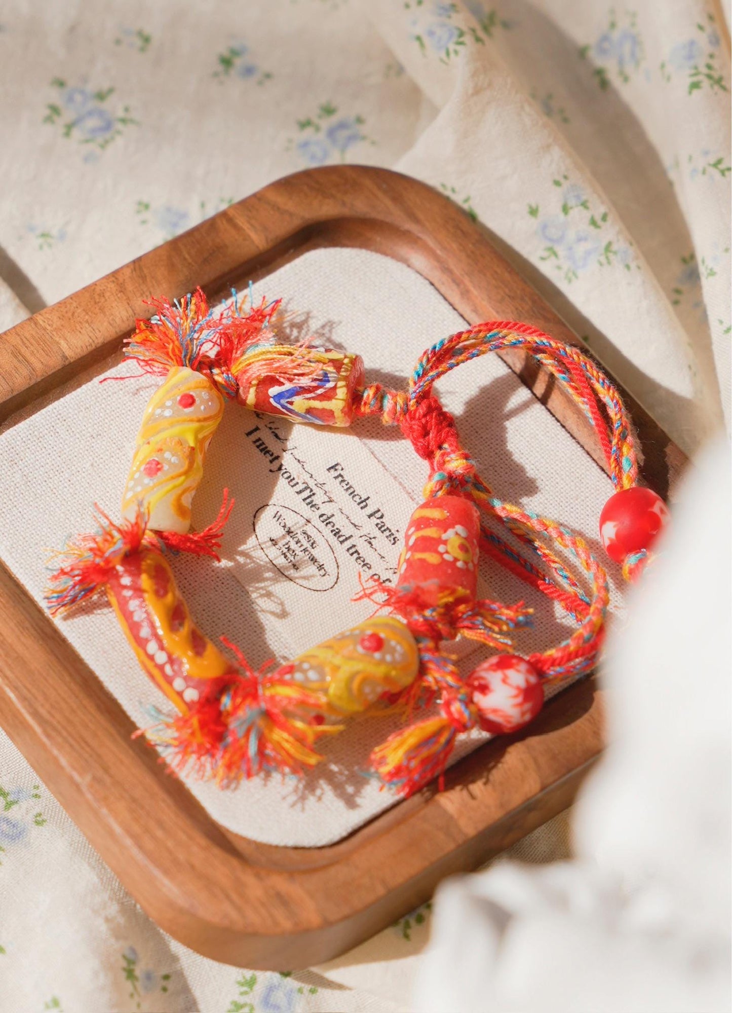 Hand-Painted Krobo Glass Bead Bracelet • African Tribal Jewelry • Colorful Boho Bracelet • Recycled Glass Beads • Fair Trade Gift
