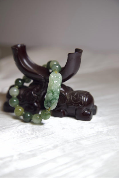 Green Jade Pi Xiu Bracelet: Hand-Carved Wealth Charm, Feng Shui Jewelry
