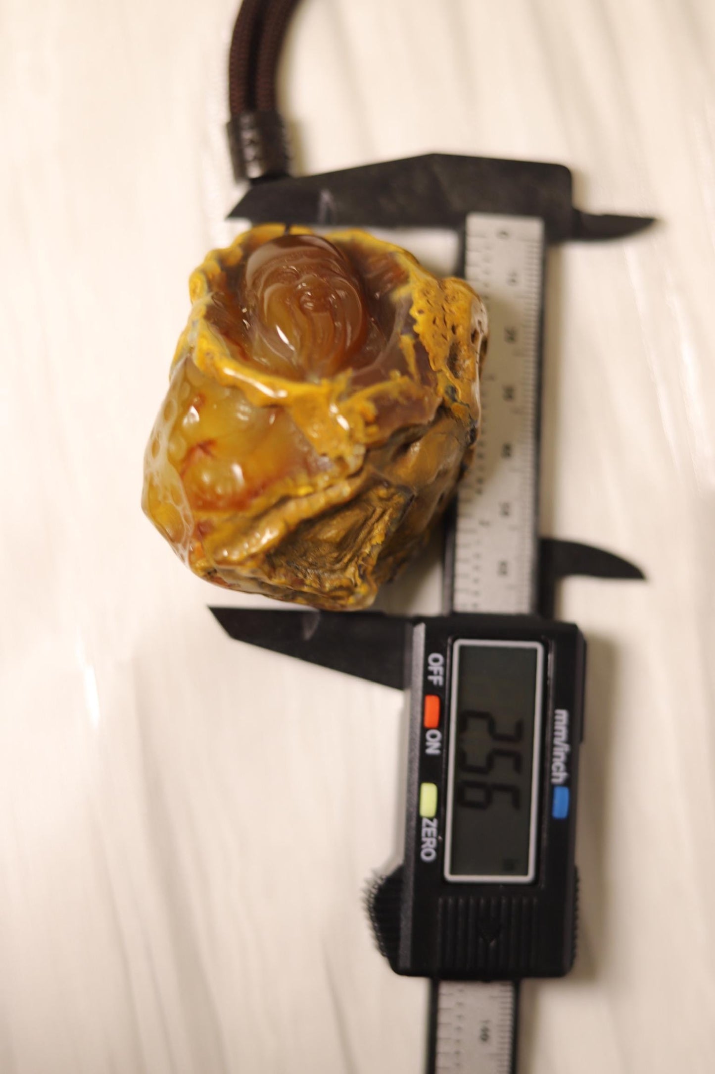 Hand-Carved Agate Pendant: Rustic Brown Sculpture, Polished Interior