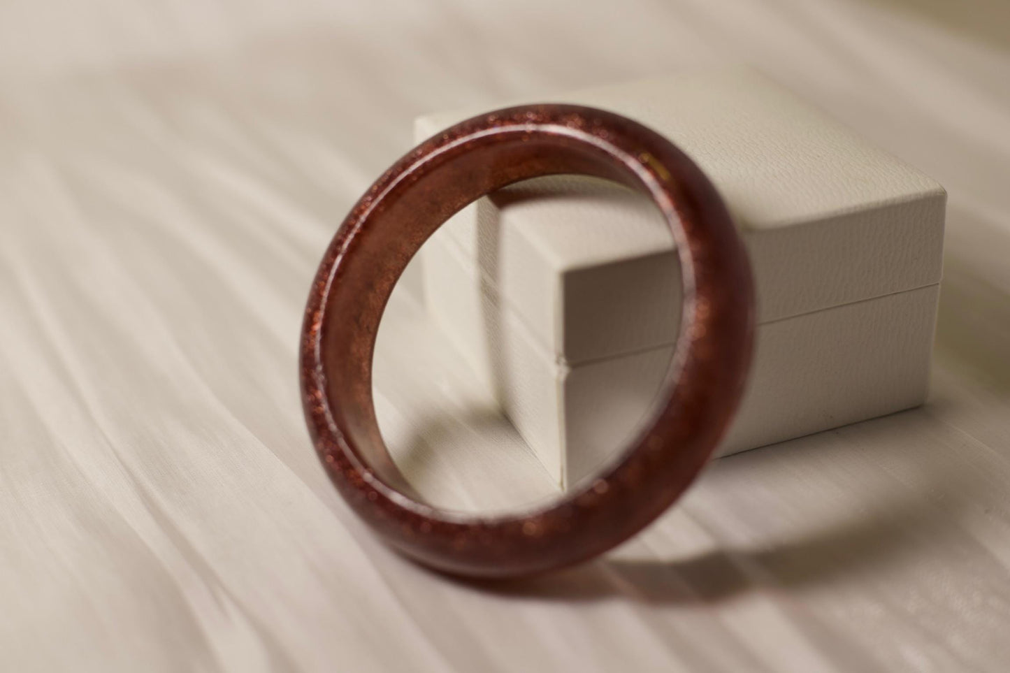 Red-Brown Crystal Bangle Bracelet: Minimalist Gemstone Statement Jewelry