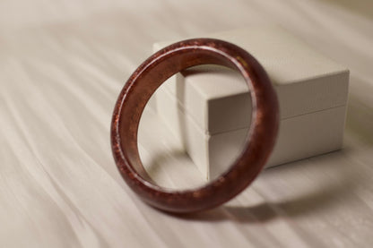 Red-Brown Crystal Bangle Bracelet: Minimalist Gemstone Statement Jewelry