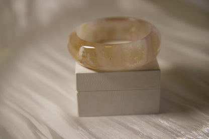 Chunky Agate Bangle Bracelet: Handmade Stone Jewelry, Cloudy Crystal