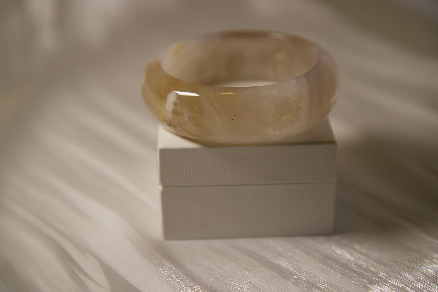 Chunky Agate Bangle Bracelet: Handmade Stone Jewelry, Cloudy Crystal