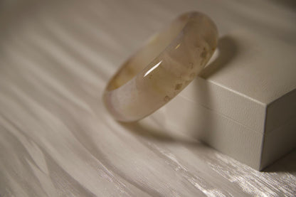 Chunky Agate Bangle Bracelet: Handmade Stone Jewelry, Cloudy Crystal