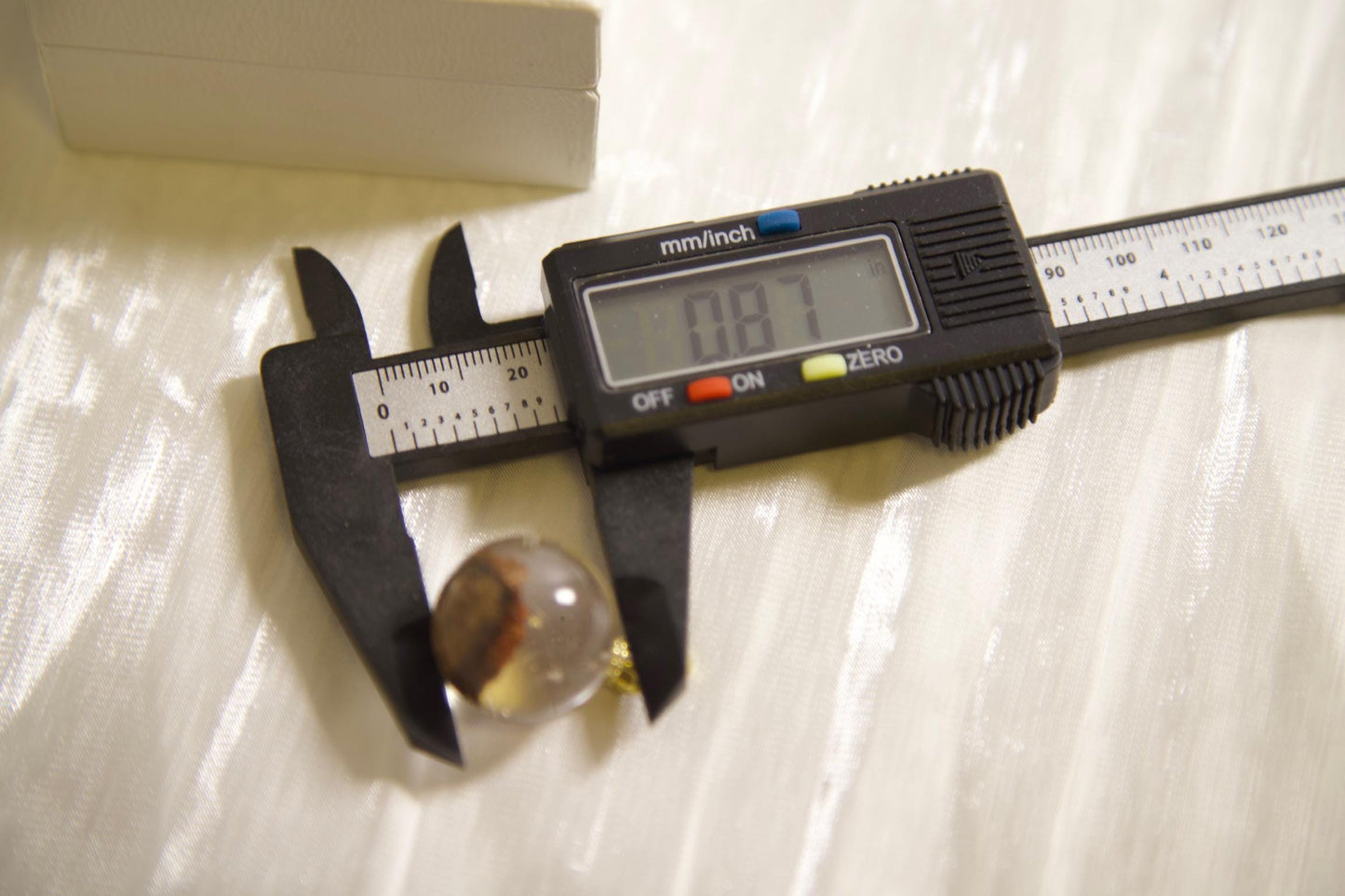 Resin Globe Pendant Necklace: Gold Crown Cap, Natural Elements