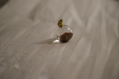 Resin Globe Pendant Necklace: Gold Crown Cap, Natural Elements