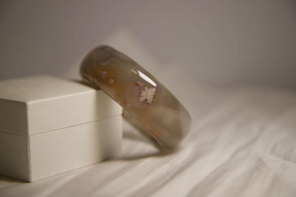 Flower Agate Bangle: Polished Stone Bracelet, Natural Crystal Jewelry