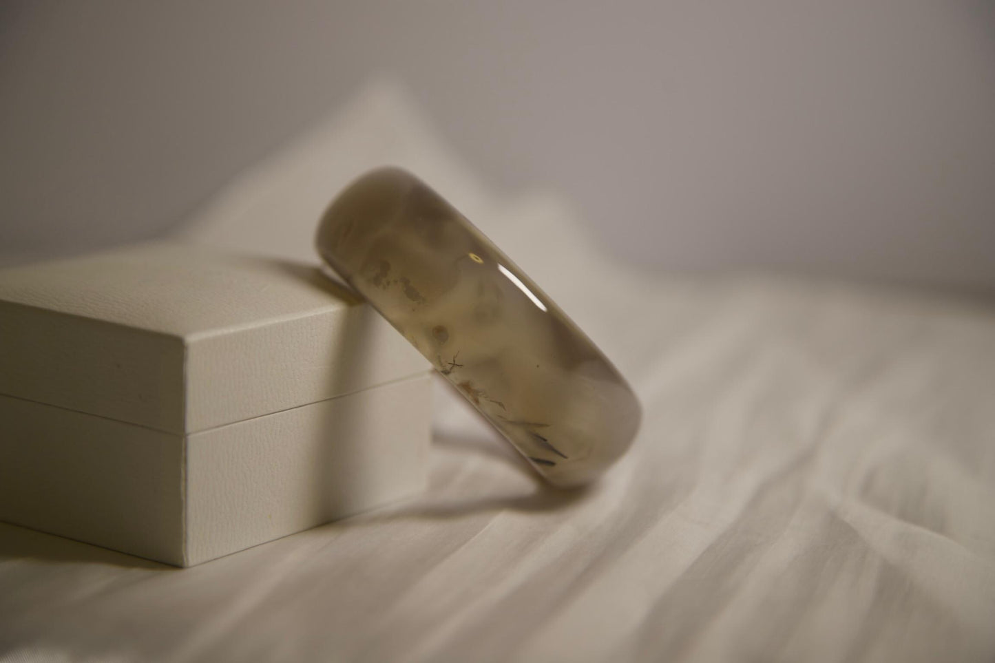 Flower Agate Bangle: Polished Stone Bracelet, Natural Crystal Jewelry