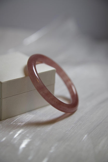 Rose Jadeite Bangle: Slim Polished Gemstone Bracelet (2.22inch Diameter)