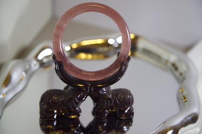 Rose Jadeite Bangle: Slim Polished Gemstone Bracelet (2.22inch Diameter)