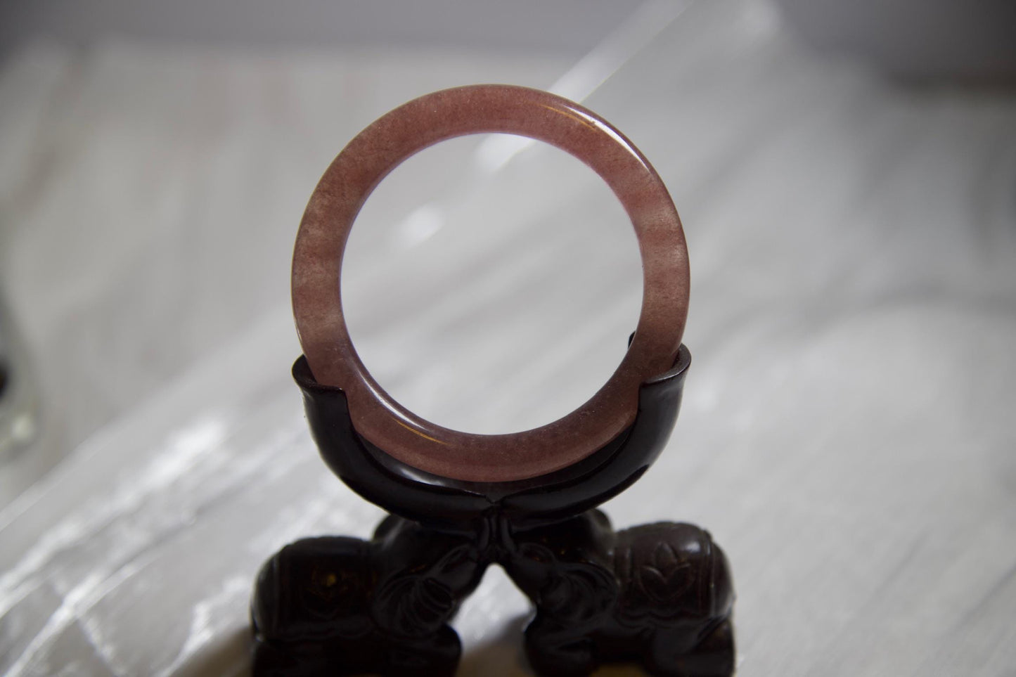 Rose Jadeite Bangle: Slim Polished Gemstone Bracelet (2.22inch Diameter)