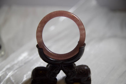 Rose Jadeite Bangle: Slim Polished Gemstone Bracelet (2.22inch Diameter)