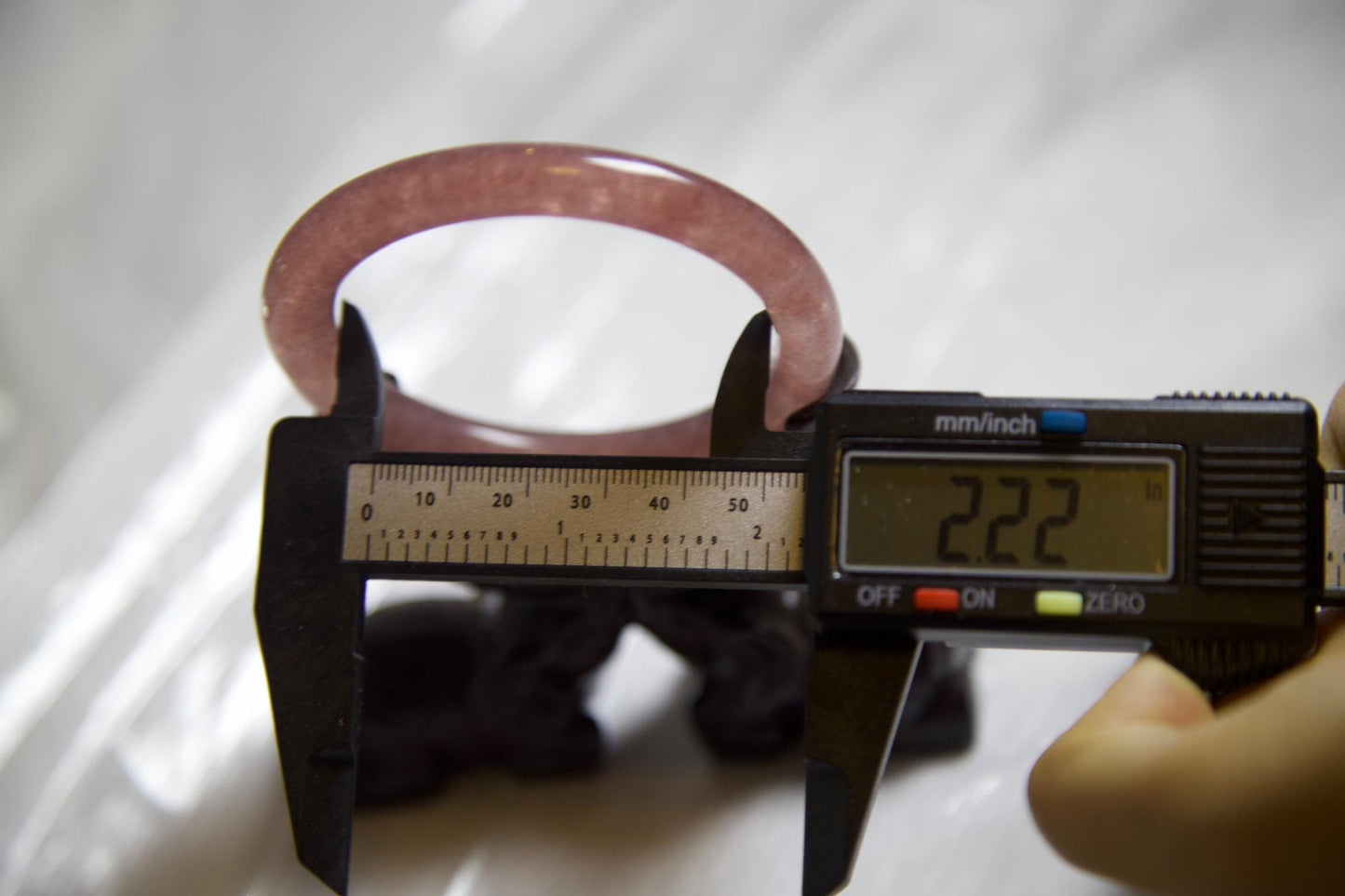 Rose Jadeite Bangle: Slim Polished Gemstone Bracelet (2.22inch Diameter)