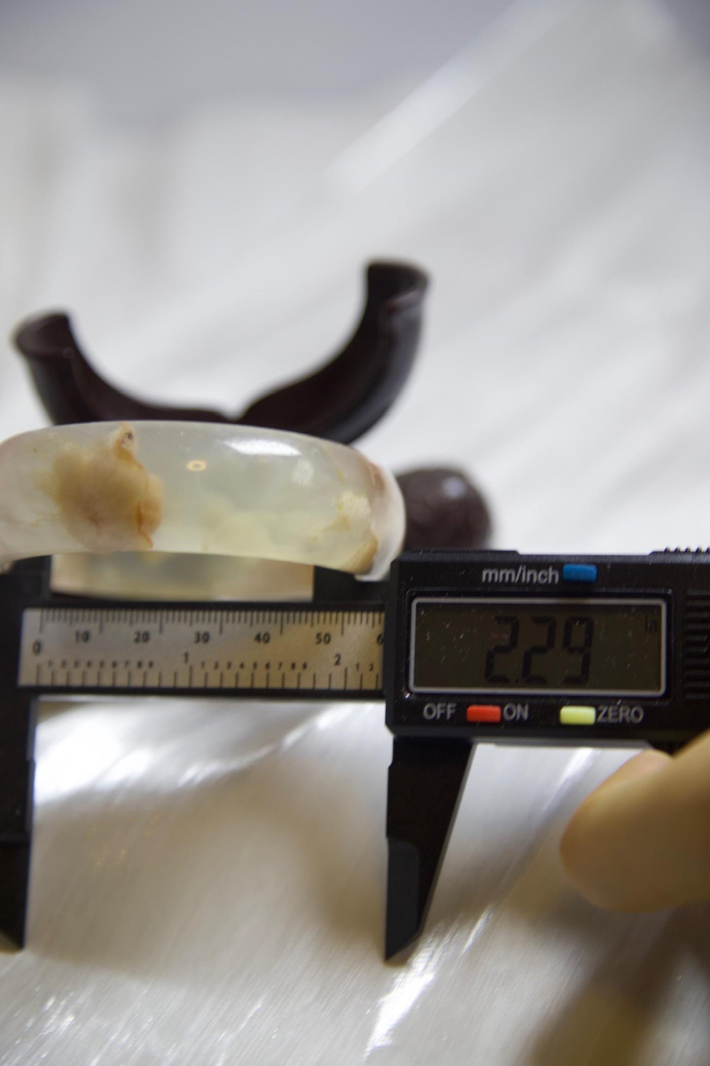 Cream & Caramel Jadeite Bangle Bracelet: Polished Gemstone, 2.29inch