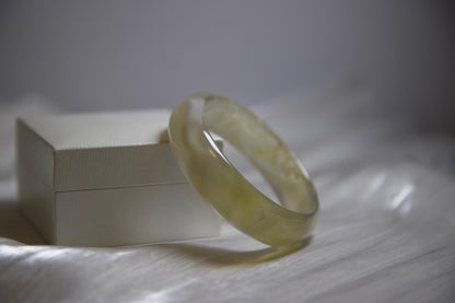 Flower Agate Bangle Bracelet: Polished Crystal Energy Healing Stone, 59mm